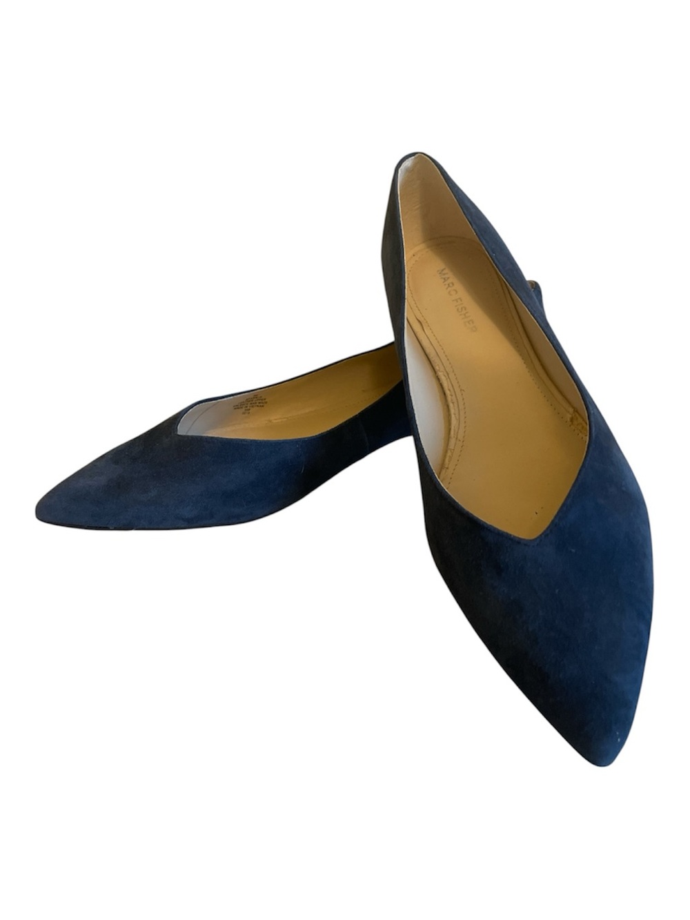Marc Fisher Navy Pointed-Toe Suede Flats